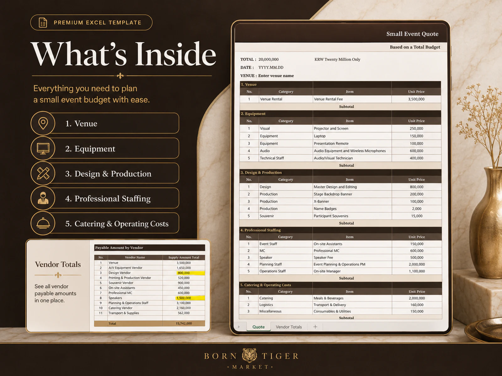 Small Event Budget Template | USD 15K Excel Budget product preview